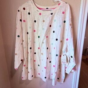 Ivory Polka Dot Long Sleeve Top - Multicolor Dots
